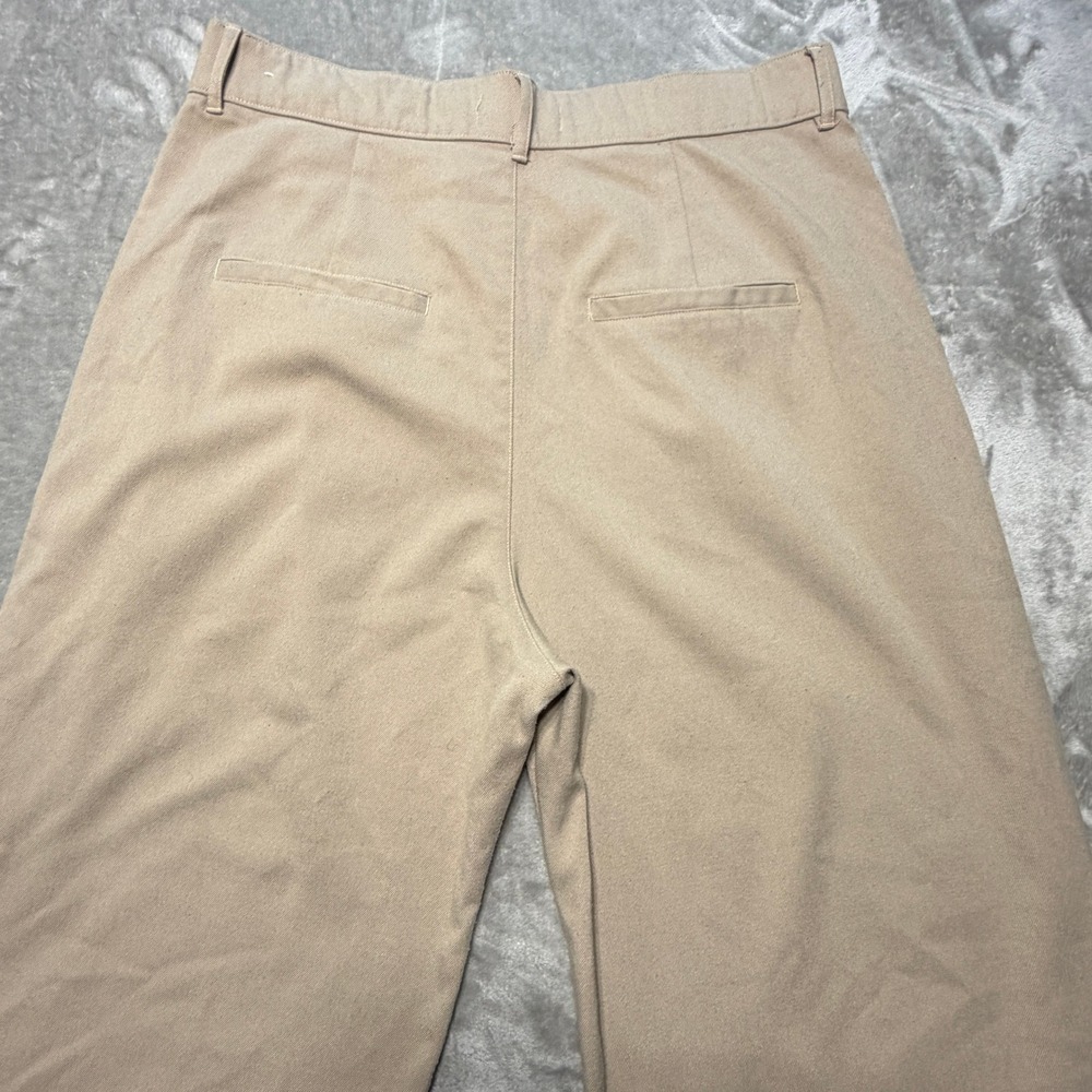 Abercrombie & Fitch Women Beige Wide Leg Pleated Dress Trousers Sz L Casual Chic - Picture 15 of 16